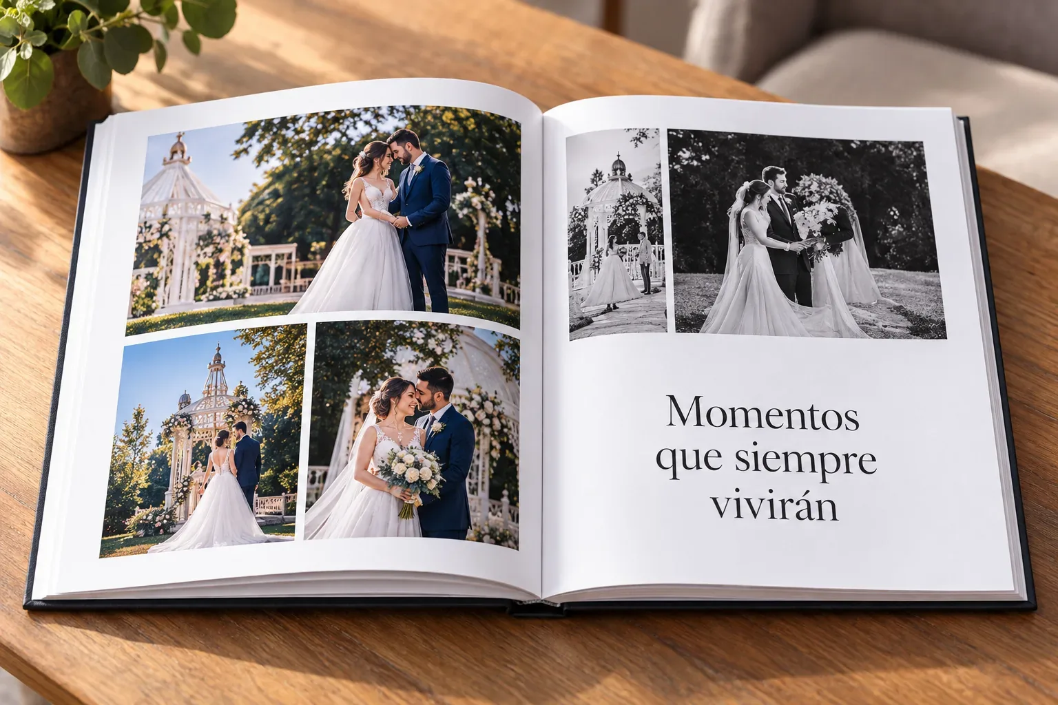 Composición interior con fotografías y espacio editorial
